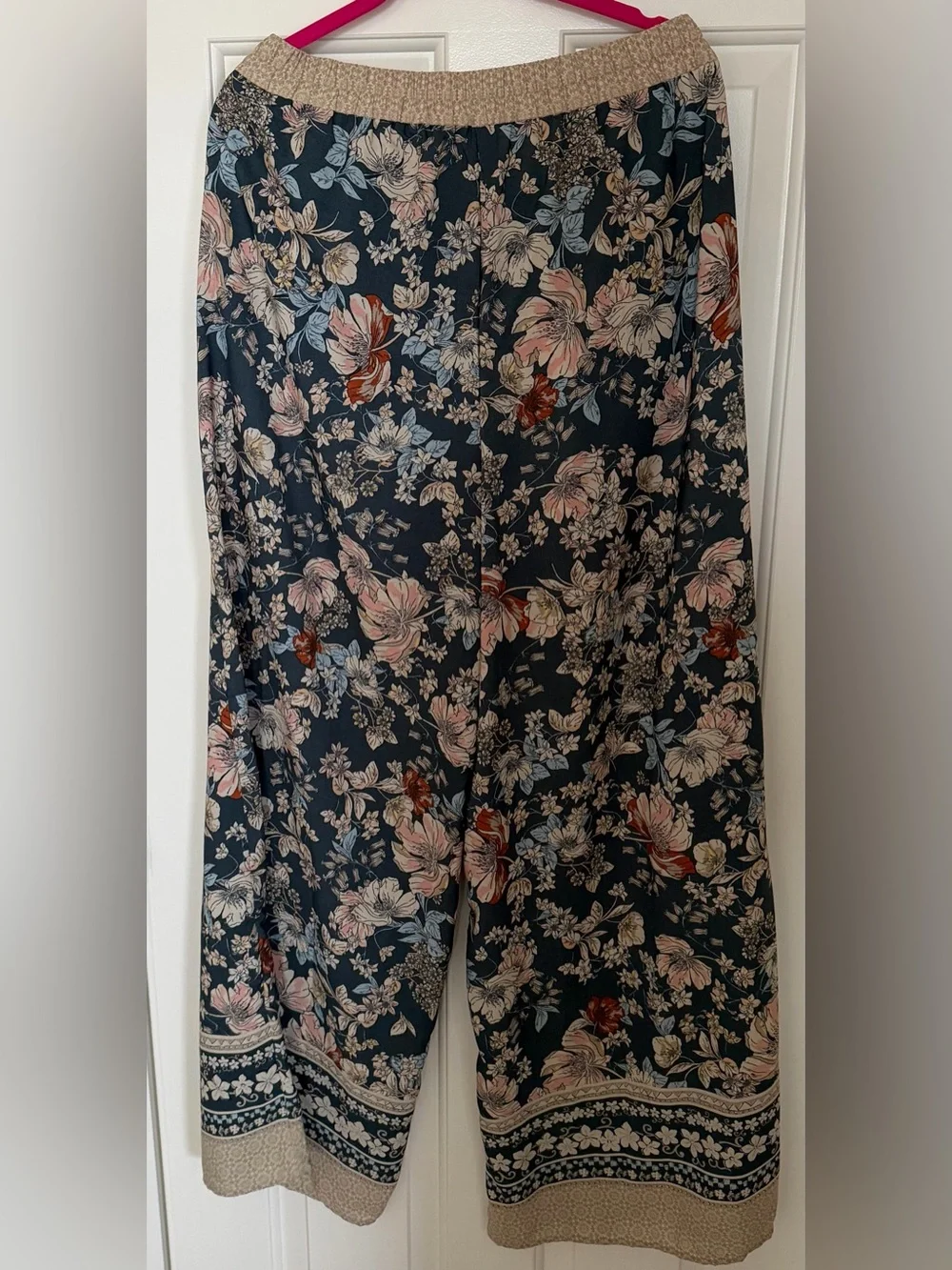 Sienna Sky Navy Floral Elastic Waist Wide Legged Pants - Picture 2 of 4